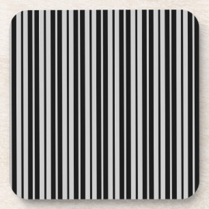 Ash Grey Black Vertical Stripes Pattern Coaster