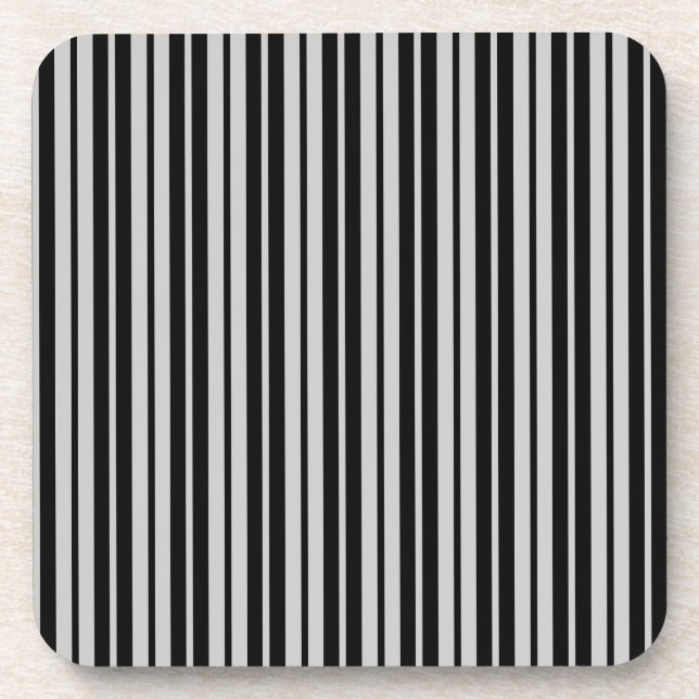 Ash Grey Black Vertical Stripes Pattern Coaster (Front)