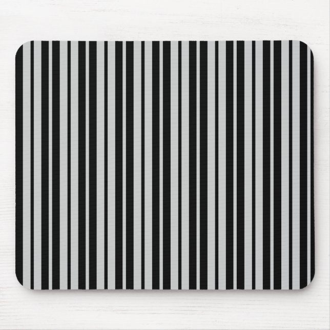 Ash Grey Black Vertical Stripes Pattern Mouse Pad (Front)