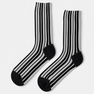 Ash Grey Black Vertical Stripes Pattern Socks