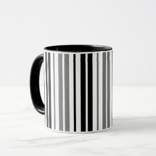 Ash Grey Black White Stripes Pattern Mug