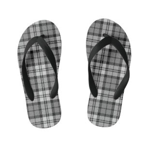 Ash Grey Blackwatch Campbell Tartan Plaid Kid's Thongs