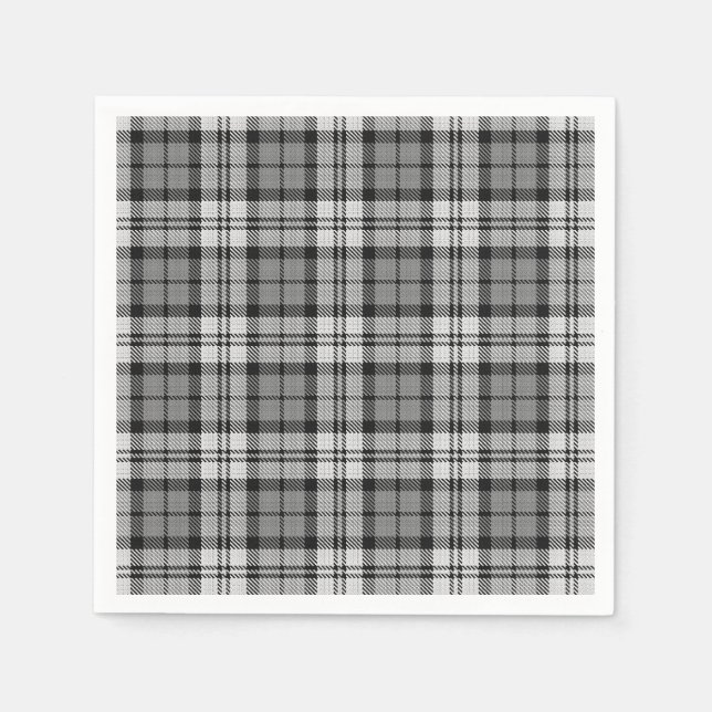 Ash Grey Blackwatch Campbell Tartan Plaid Napkin (Front)