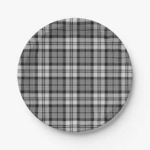 Ash Grey Blackwatch Campbell Tartan Plaid Paper Plate