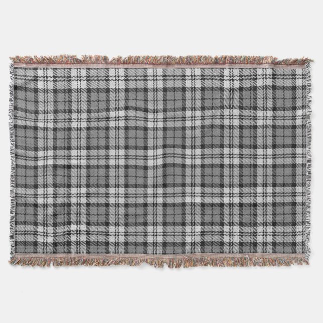 Ash Grey Blackwatch Campbell Tartan Plaid Throw Blanket (Front)