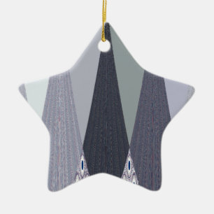 Ash Grey Chevron Dots Art Print Ceramic Ornament