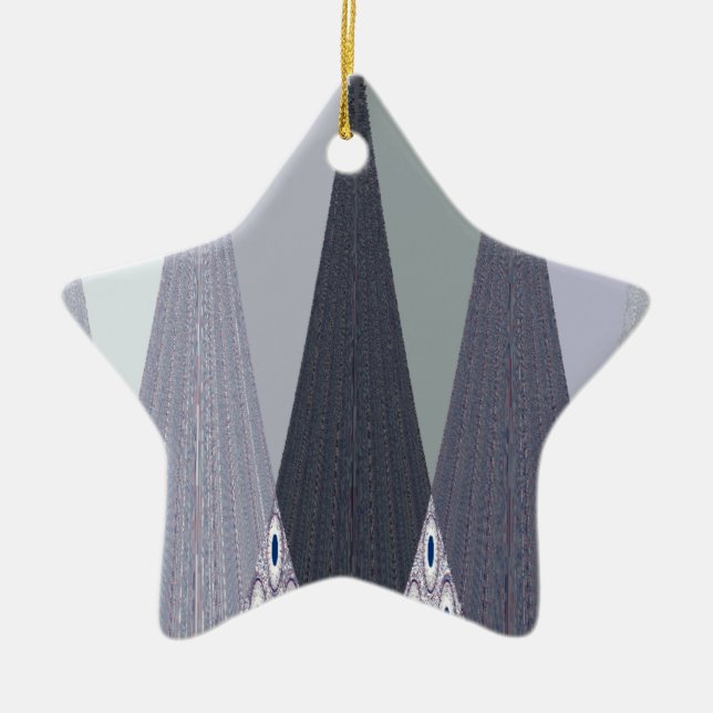 Ash Grey Chevron Dots Art Print Ceramic Ornament (Front)