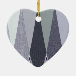 Ash Grey Chevron Dots Art Print Ceramic Tree Decoration
