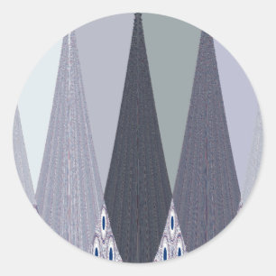 Ash Grey Chevron Dots Art Print Classic Round Sticker