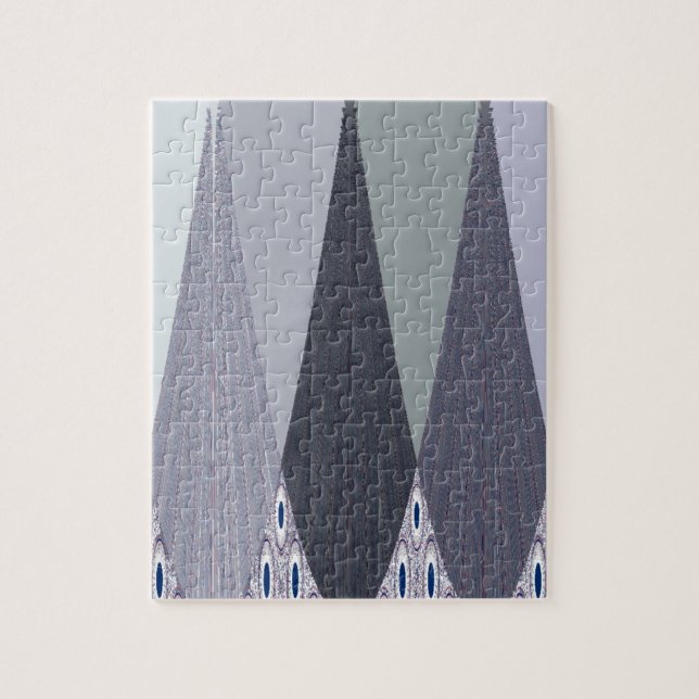 Ash Grey Chevron Dots Art Print Jigsaw Puzzle (Vertical)