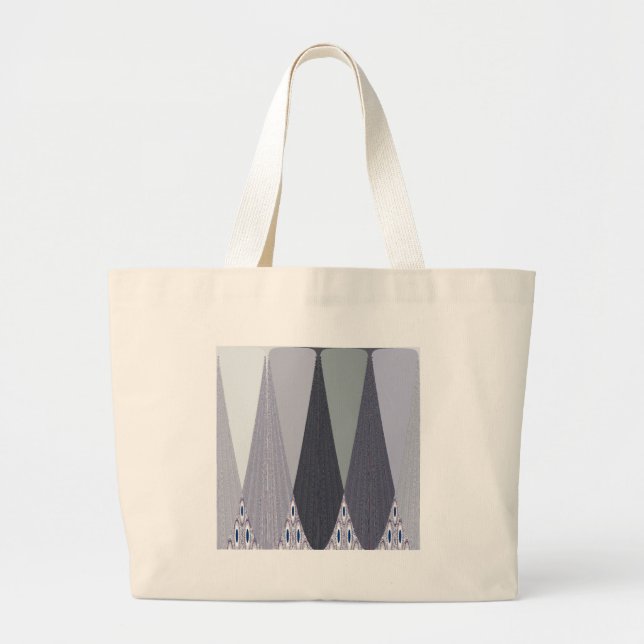 Ash Grey Chevron Dots Art Print Large Tote Bag (Front)