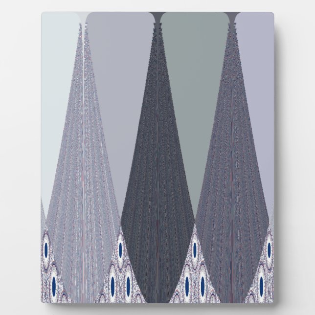 Ash Grey Chevron Dots Art Print Plaque (Front)