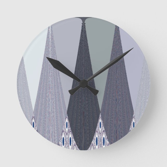 Ash Grey Chevron Dots Art Print Round Clock (Front)