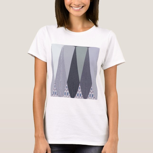 Ash Grey Chevron Dots Art Print T-Shirt (Front)