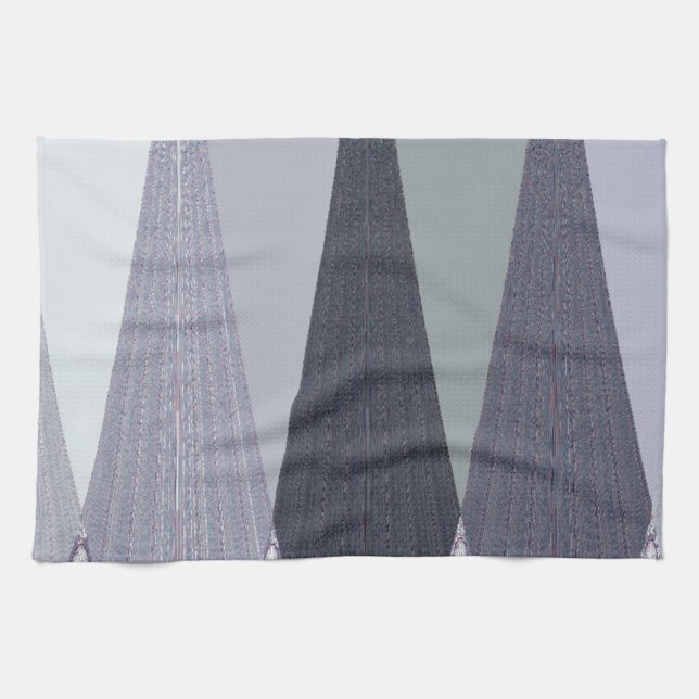 Ash Grey Chevron Dots Art Print Tea Towel (Horizontal)