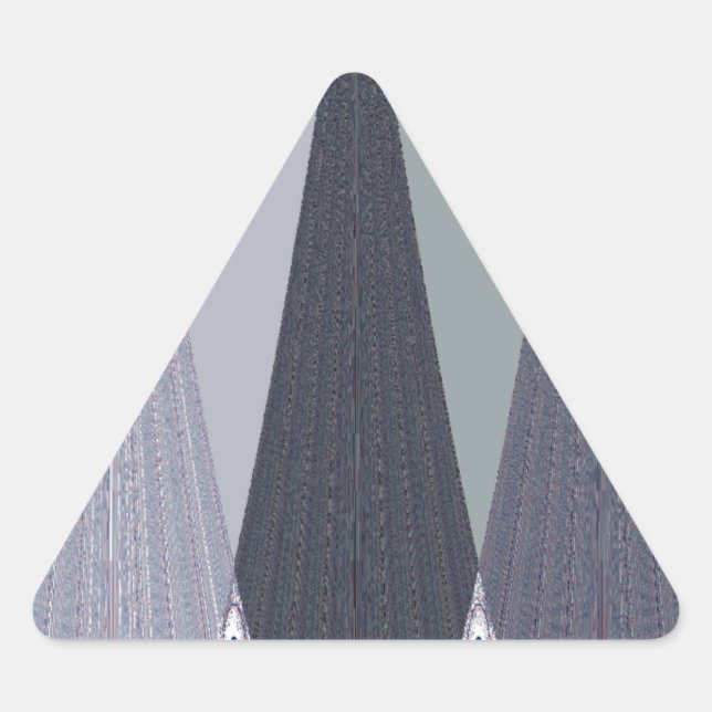 Ash Grey Chevron Dots Art Print Triangle Sticker (Front)