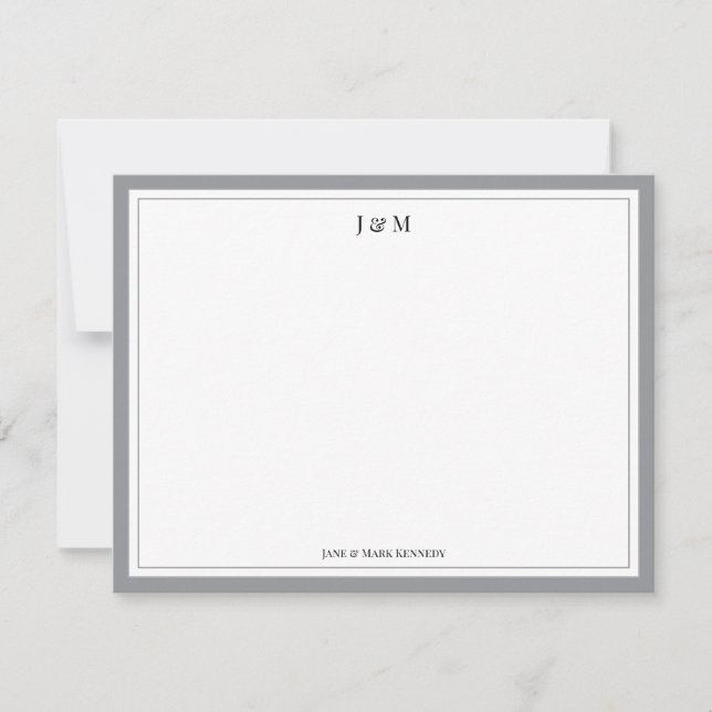 Ash Grey Classic Custom Couple Monogram  Card (Front)
