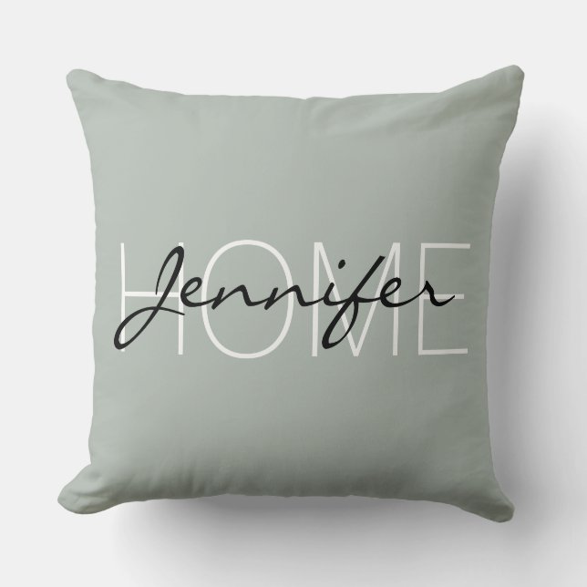 Ash grey colour home monogram cushion (Front)