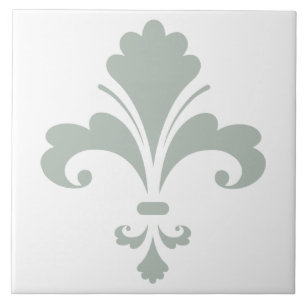 Ash Grey Fleur de lis Ceramic Tile