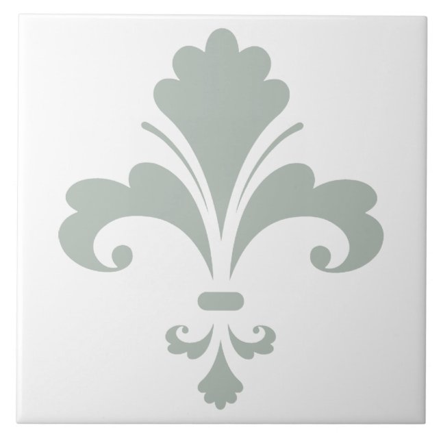 Ash Grey Fleur de lis Ceramic Tile (Front)