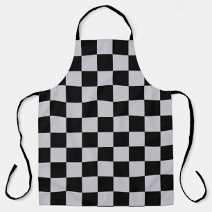 Ash Grey Grey Chequered Pattern Design Apron