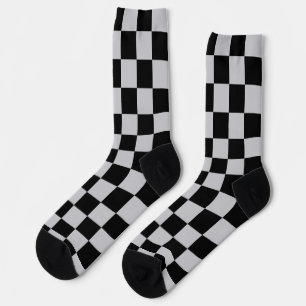 Ash Grey Grey Chequered Pattern Design Socks