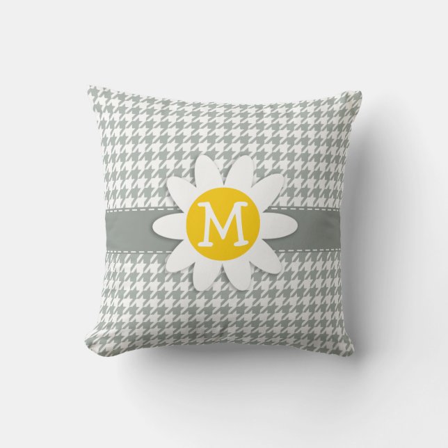Ash Grey; Grey Houndstooth; Daisy Cushion (Front)