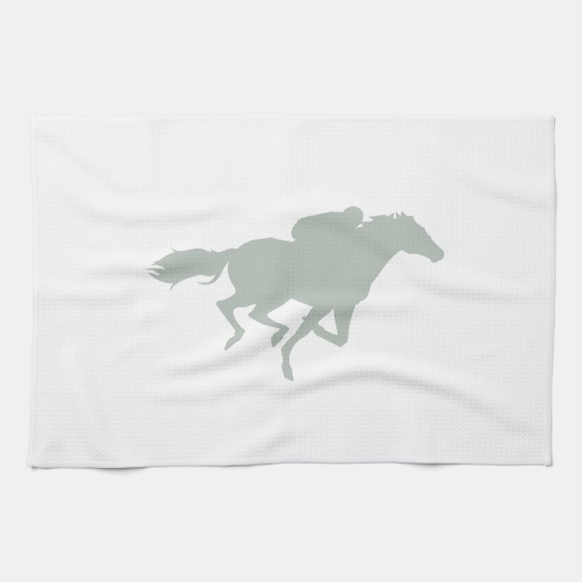 Ash Grey Horse Racing Tea Towel (Horizontal)