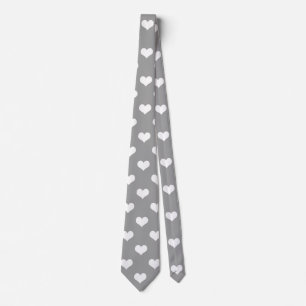Ash Grey Love Heart Pattern Design Tie