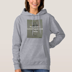 Ash Grey: Lovely Freedom Peace and Unity Hoodie