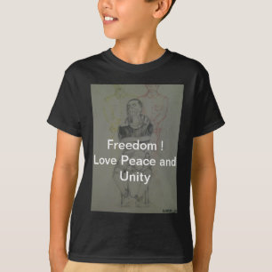 Ash Grey: Lovely Freedom Peace and Unity T-Shirt
