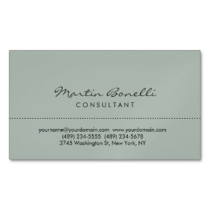 Ash Grey Modern Minimalist Plain Magnetic Business Card