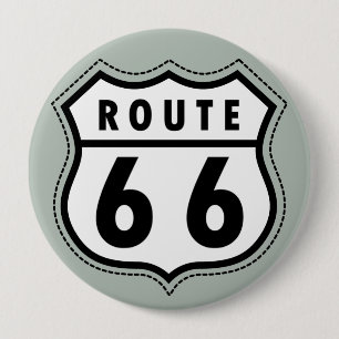 Ash Grey Route 66 Road sign 10 Cm Round Badge