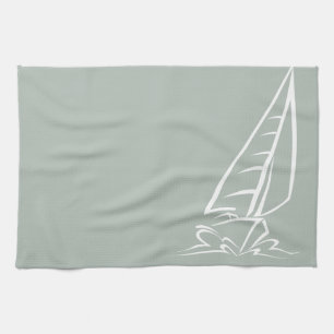 Ash Grey Sailing Tea Towel