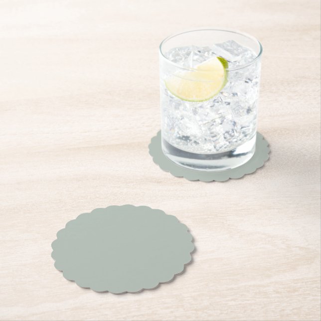 Ash Grey Scalloped Round Paper Coaster (Insitu)
