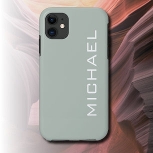 Ash Grey Solid Colour Minimalist Name iPhone 11 Case