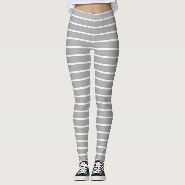 Ash Grey Stripes Design  Leggings (Front)