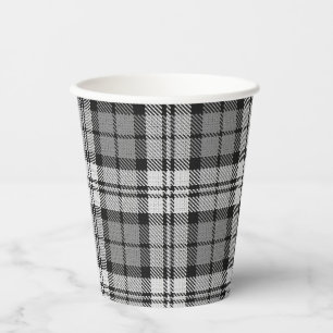 Ash Grey Tartan Plaid Paper Cups