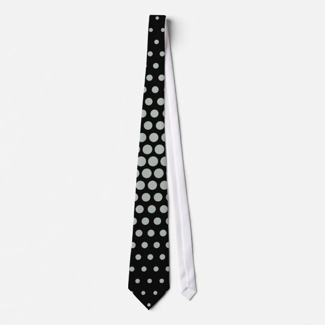 Ash grey Techno Dots Modern Black Tie (Front)