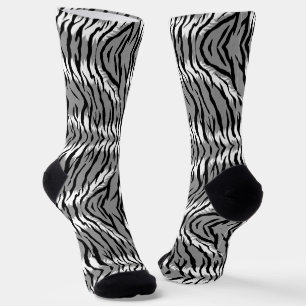 Ash Grey Tiger Skin Pattern Design  Socks