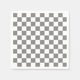 Ash Grey White Chequered Check Pattern Napkin
