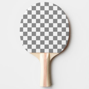 Ash Grey White Chequered Check Pattern Ping Pong Paddle