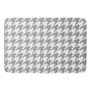Ash Grey white Houndstooth Check Bath Mat
