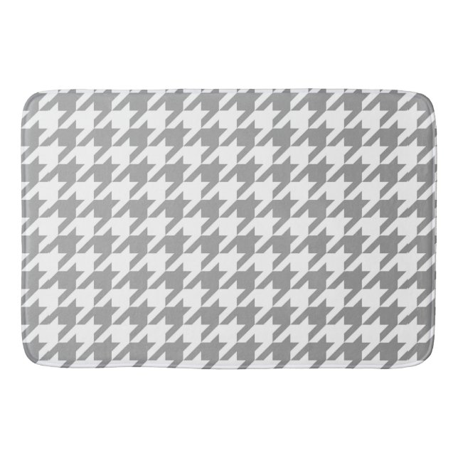 Ash Grey white Houndstooth Check Bath Mat (Front)