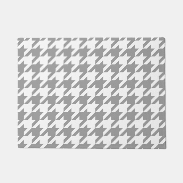 Ash Grey white Houndstooth Check Doormat (Front)