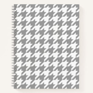 Ash Grey white Houndstooth Check Notebook