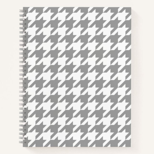 Ash Grey white Houndstooth Check Notebook (Front)