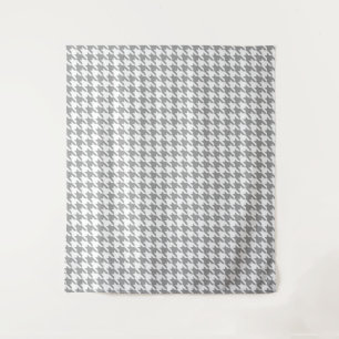 Ash Grey white Houndstooth Check Tapestry