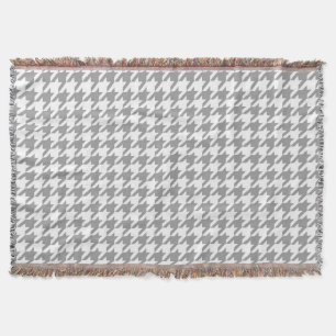 Ash Grey white Houndstooth Check Throw Blanket