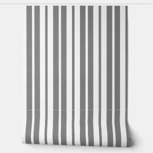Ash Grey White Vertical Stripes Pattern Wallpaper